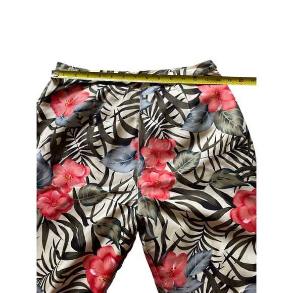 Silkland Womens/Teens Silk Pants Size 6 Tropical Floral print Crop/Ankle pants - Picture 6 of 7
